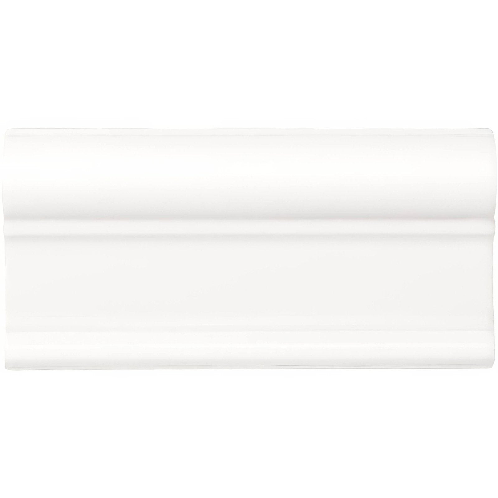 Brilliant White Victoria Moulding glossy white ceramic baseboard molding with smooth curved profile for wall trim