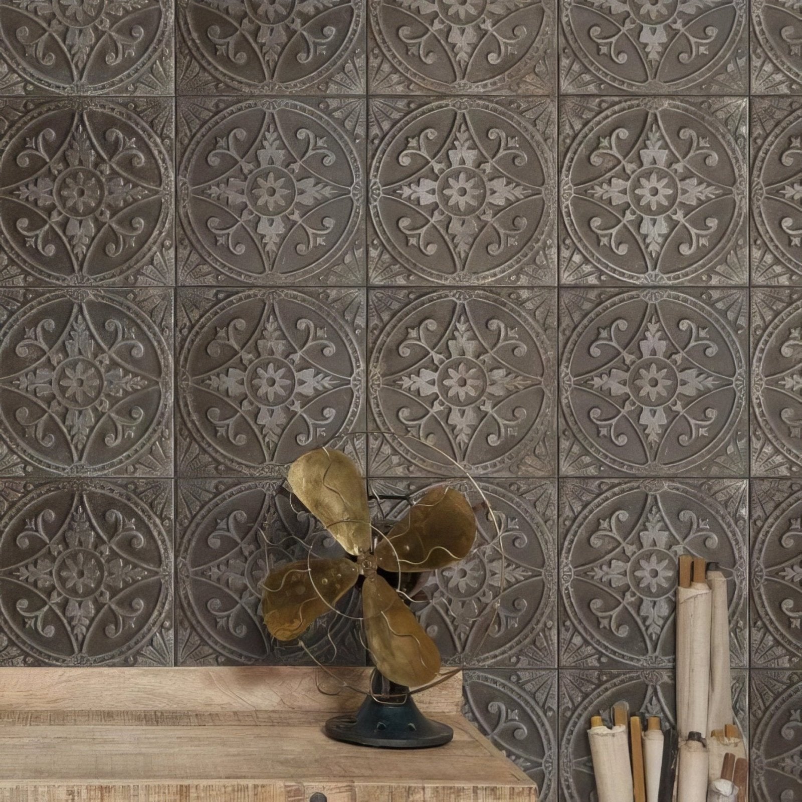 Brooklyn Embossed Ceramic Pewter