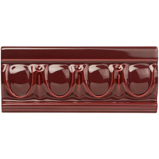 Burgundy Egg & Dart Moulding Ceramic Wall Tile 152x65mm - alternate view