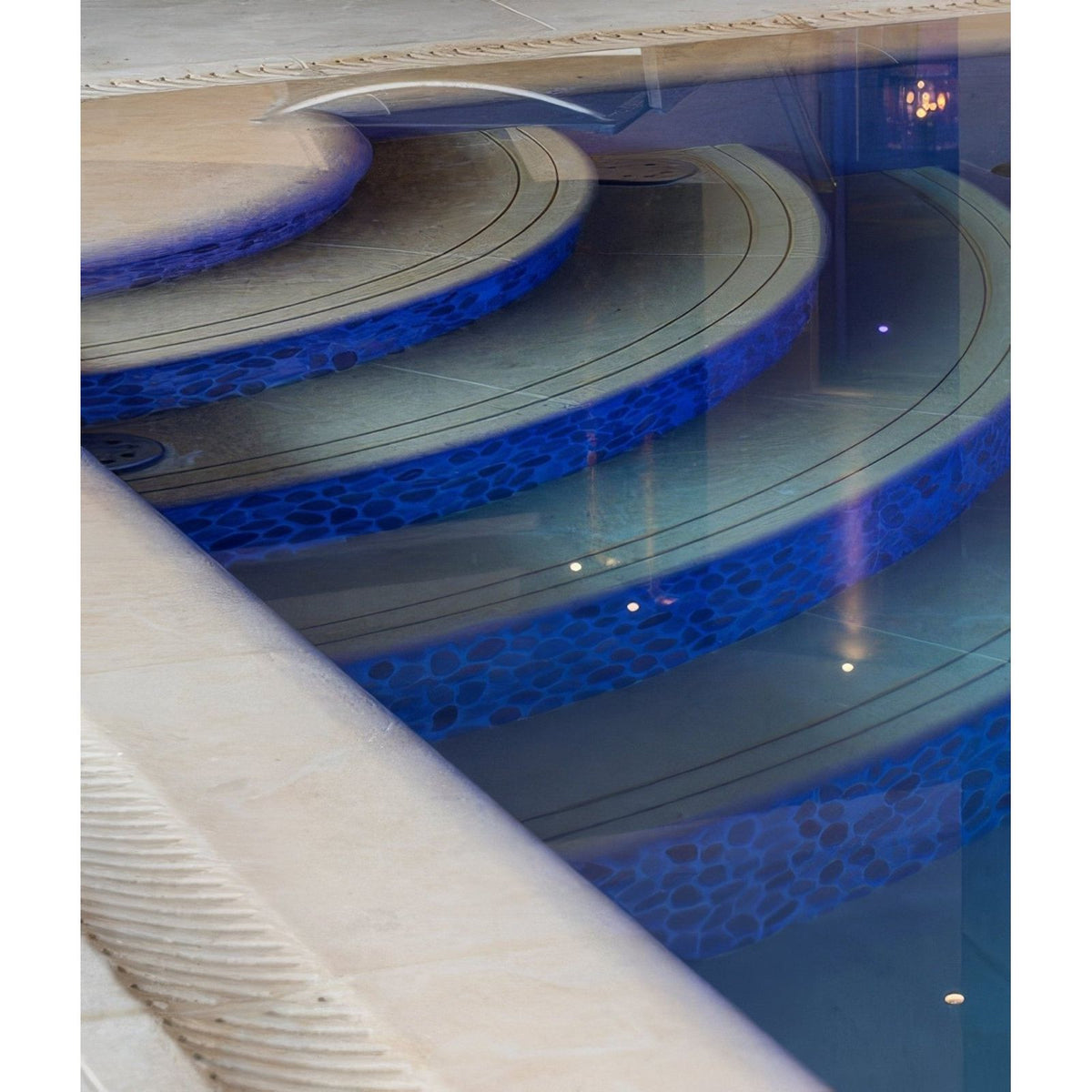 Buscot Limestone Etched Bullnose Coping beige limestone pool coping