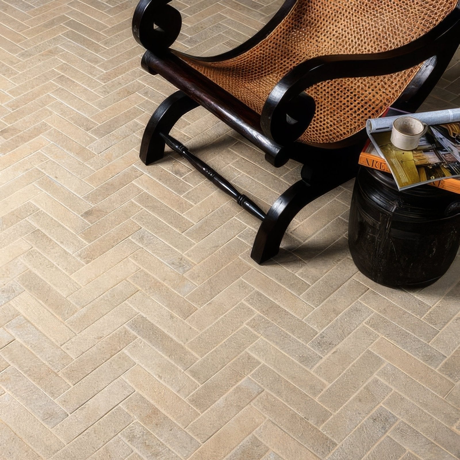 Buscot Porcelain Parquet Textured shown as flooring (2)