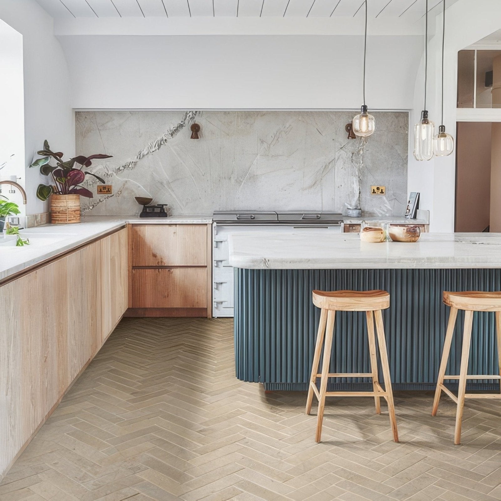 Buscot Porcelain Parquet Textured beige parquet floor tiles
