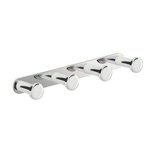 Chrome finished wall-mounted coat rack canarie multiple hook with four sleek rounded hooks for hanging coats