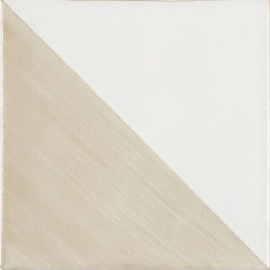 Beige and white diagonal patterned ceramic tile from capri oasis hand painted tile collection for decorative use