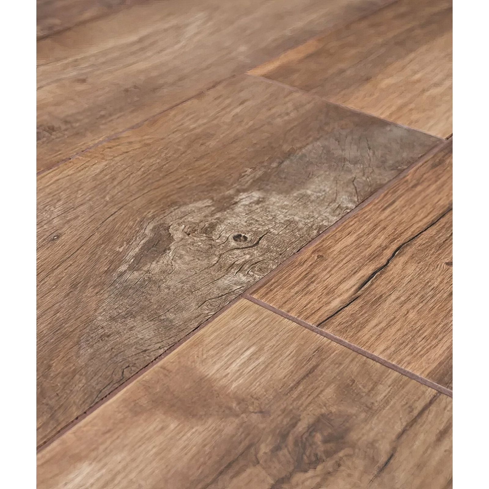 Carpenter porcelain rich warm-toned wooden planks with rustic weathered finish and natural grain patterns