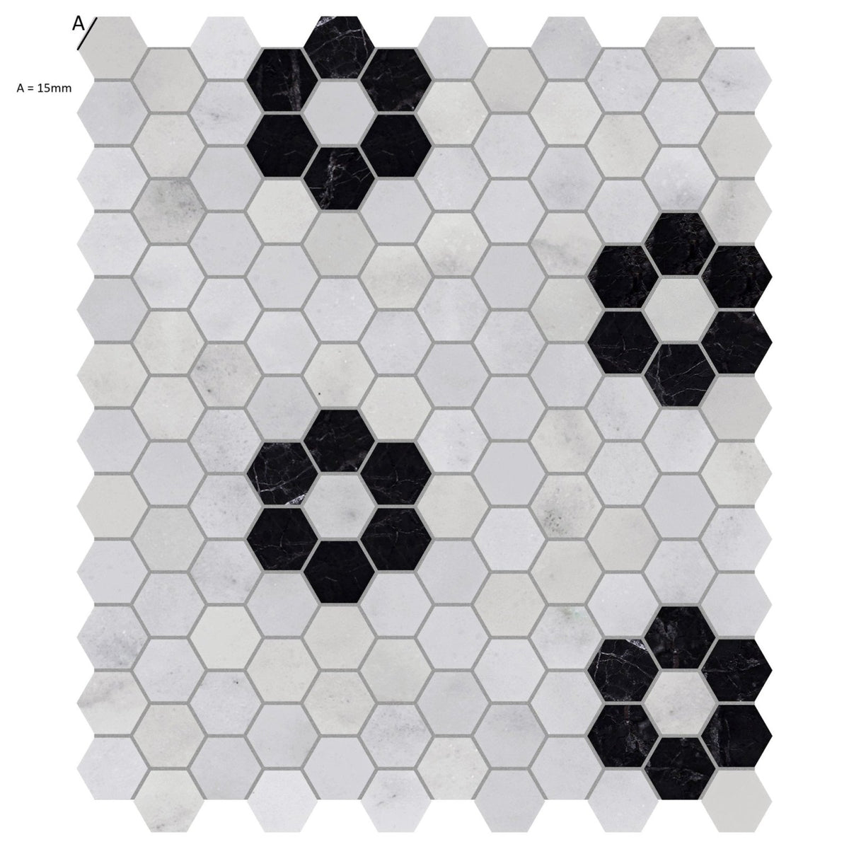 Carrara st laurent marble flower mosaic tile with black and white hexagonal marble pattern for walls and floors