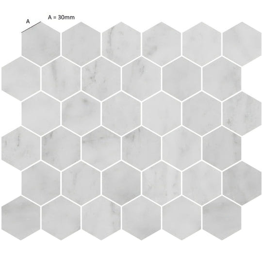 Carrara White Hexagon Mosaic Tile - alternate view