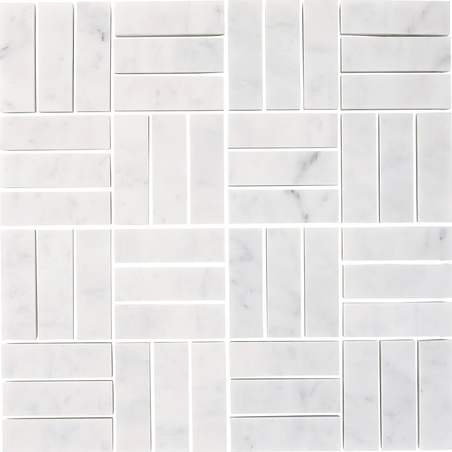 Carrara White Jenga Mosaic
