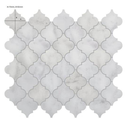 Carrara White Marble Arabesque Mosaic Tile - alternate view