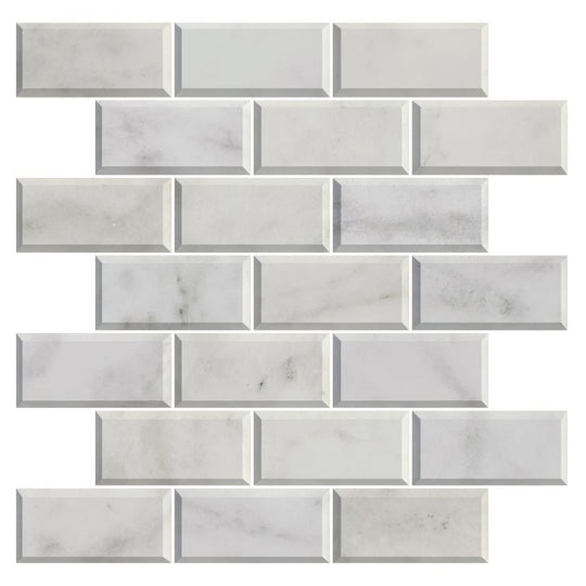 Carrara White Marble Metro Mosaic Tile - alternate view