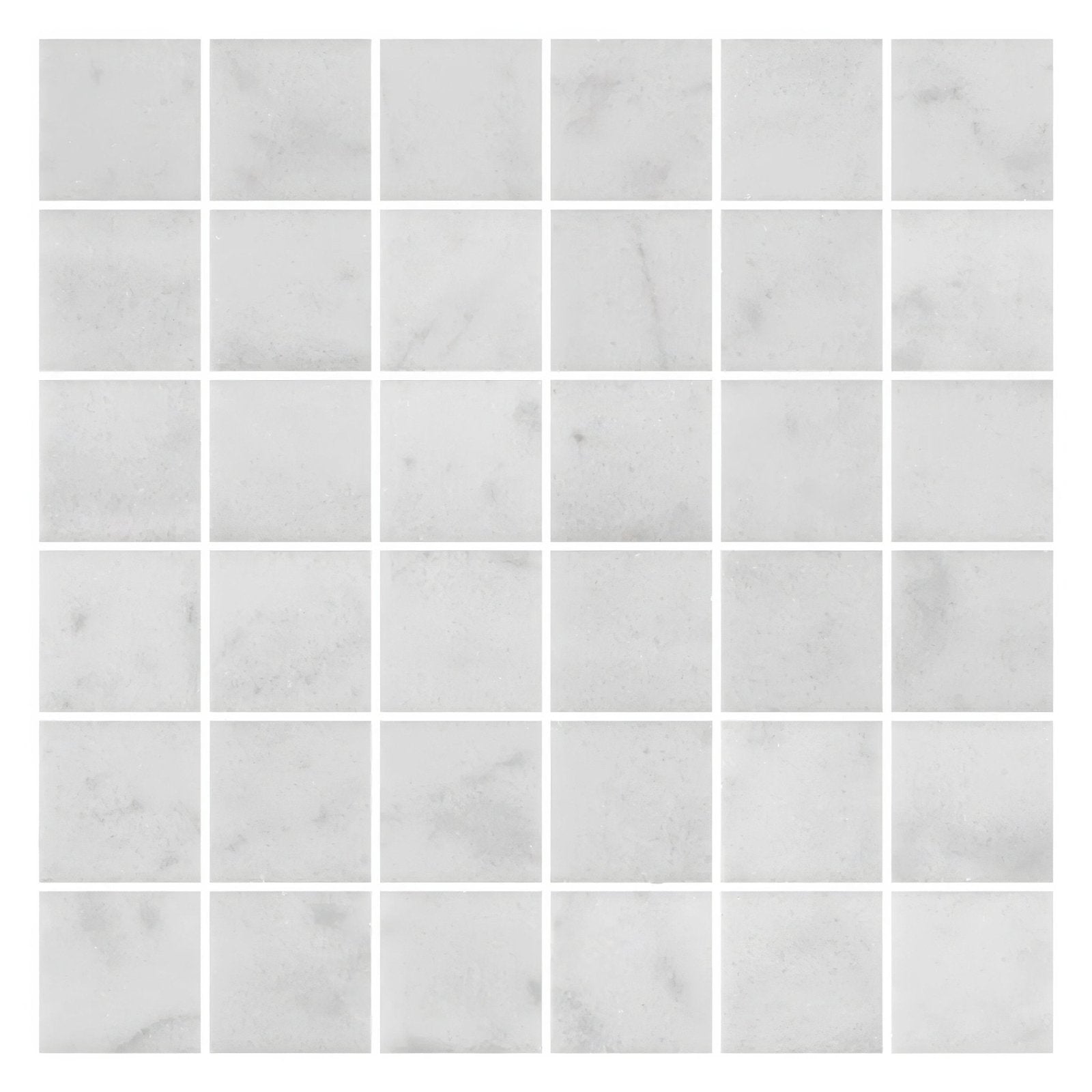 Carrara white marble polished 48mm mosaic tile with white marble and subtle gray veining for elegant surfaces