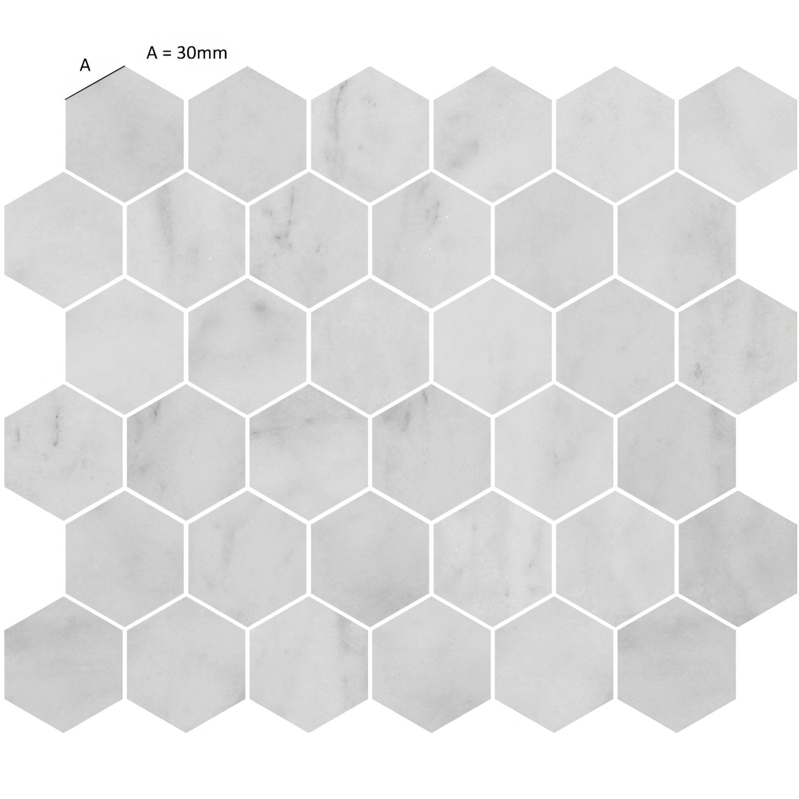 Carrara white polished hexagon mosaic tile in white 30mm hexagonal marble for elegant wall and floor design