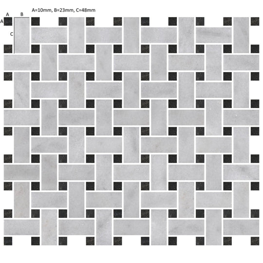 Carrara White St Laurent Basketweave Mosaic Tile - alternate view