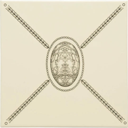Cartouche with Egg Charcoal Grey on County White
