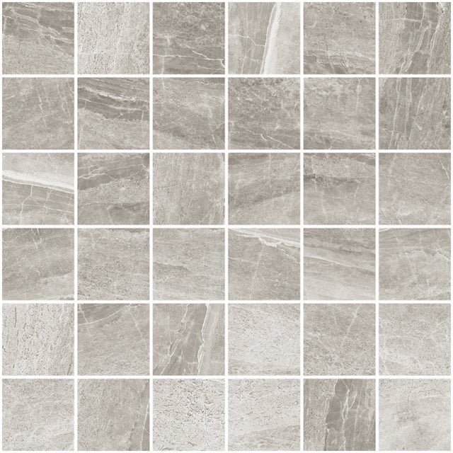 Cashmire oyster mosaic gray stone tile with subtle veining and matte finish 30 x 30cm for wall and floor use
