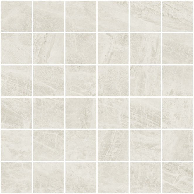 Beige marble-effect cashmire white mosaic tile 30 x 30cm with subtle veining and glossy finish for wall or floor use