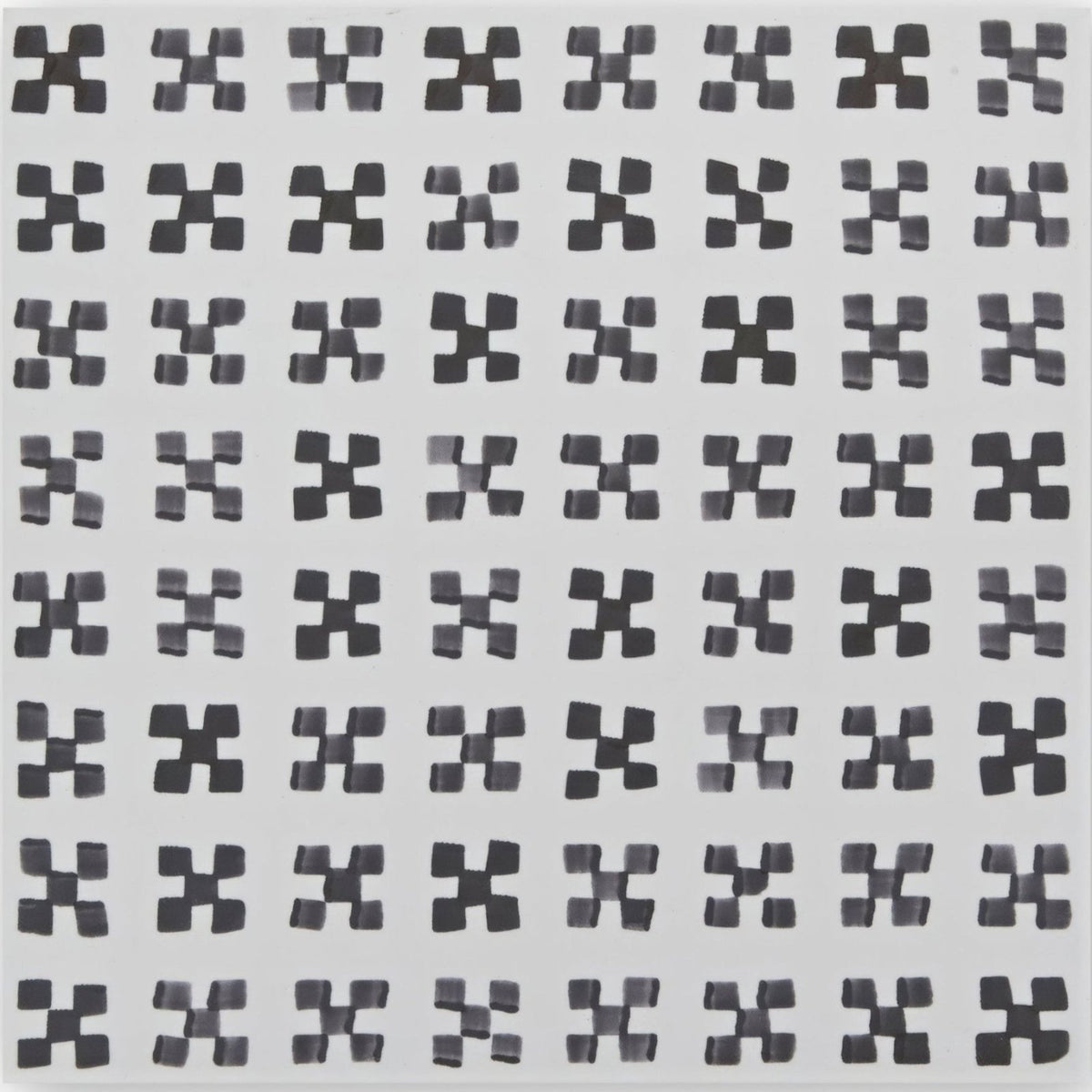 Casino baccarat patterned tile featuring a grid of black cross-shaped abstract marks on a light gray background