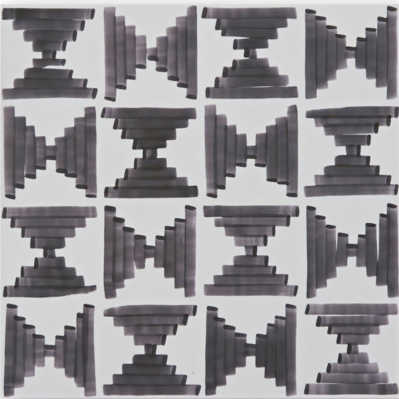 Casino poker patterned tile with black and gray abstract geometric design on a light background for flooring