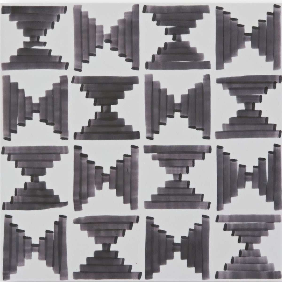 Casino poker patterned tile with black and gray abstract geometric design on a light background for flooring