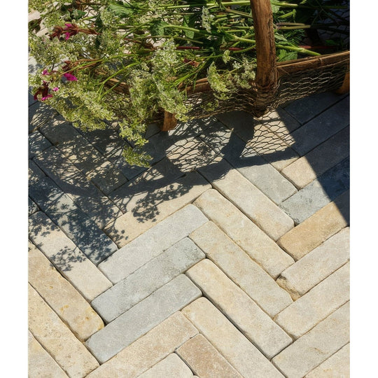 Castilan Limestone Tumbled Klinkers Floor Tile 5x20cm - alternate view