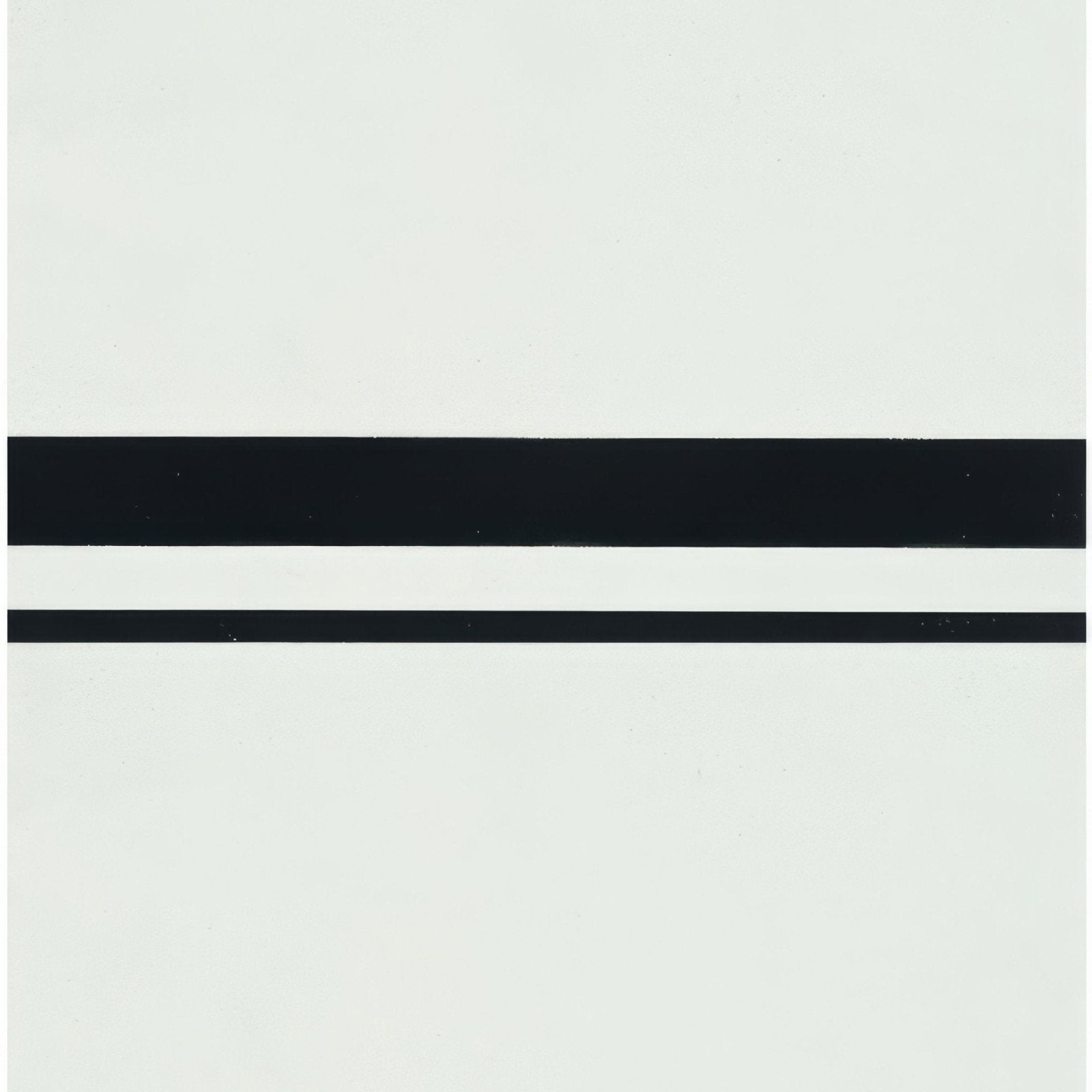 Cavendish border fabric with black horizontal stripes on a dover white background for stylish interior decor