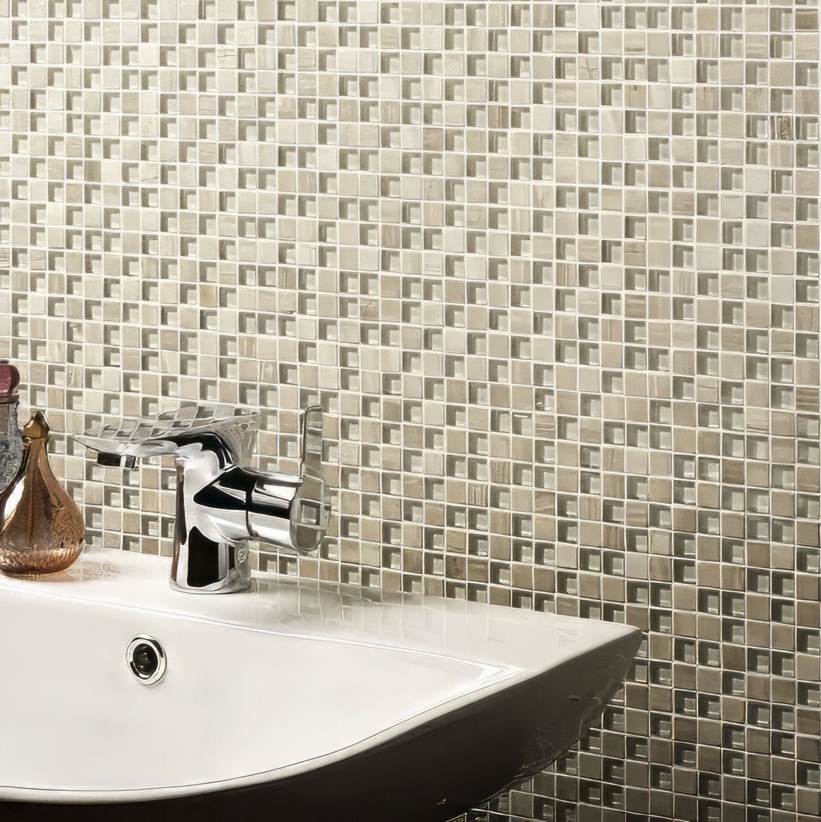 Cedar Wood Glass & Stone Mix Mosaic