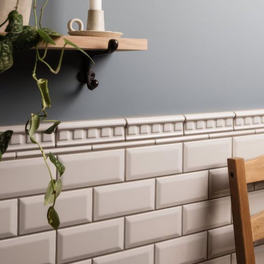 Chancel Grey Dentil Moulding Ceramic Wall Tile 152x50mm - alternate view