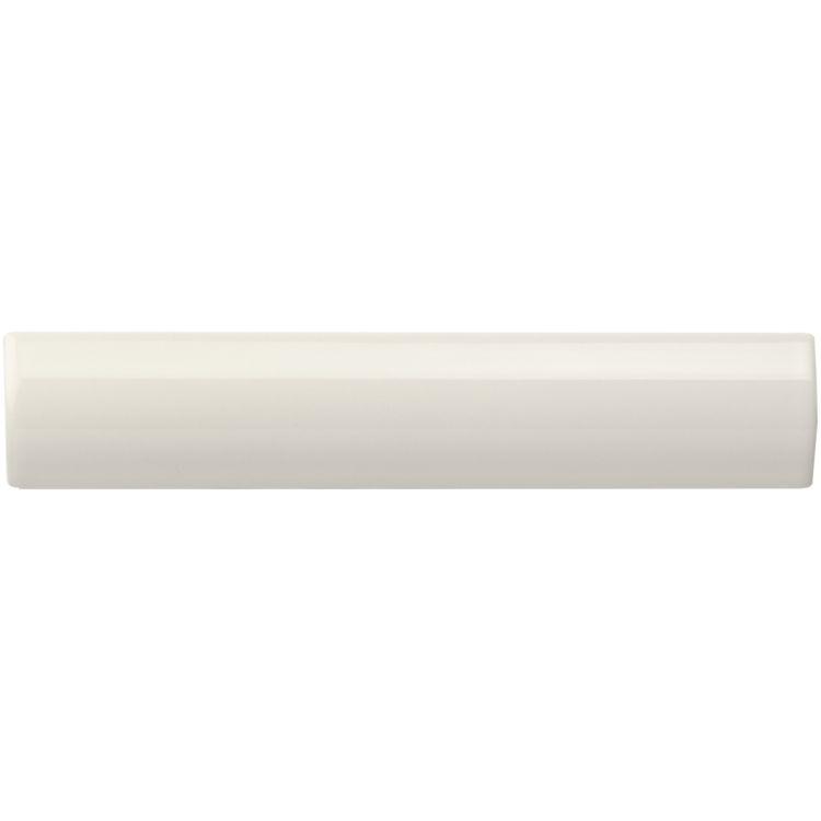 Cream-colored rectangular ceramic drawer pull with smooth glossy finish and rounded edges for chancel grey external corner trim