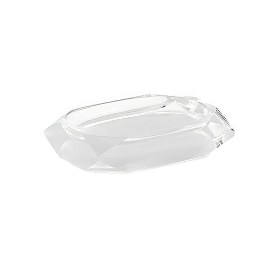 Chanelle soap dish white clear faceted crystal with polished geometric design for elegant soap display