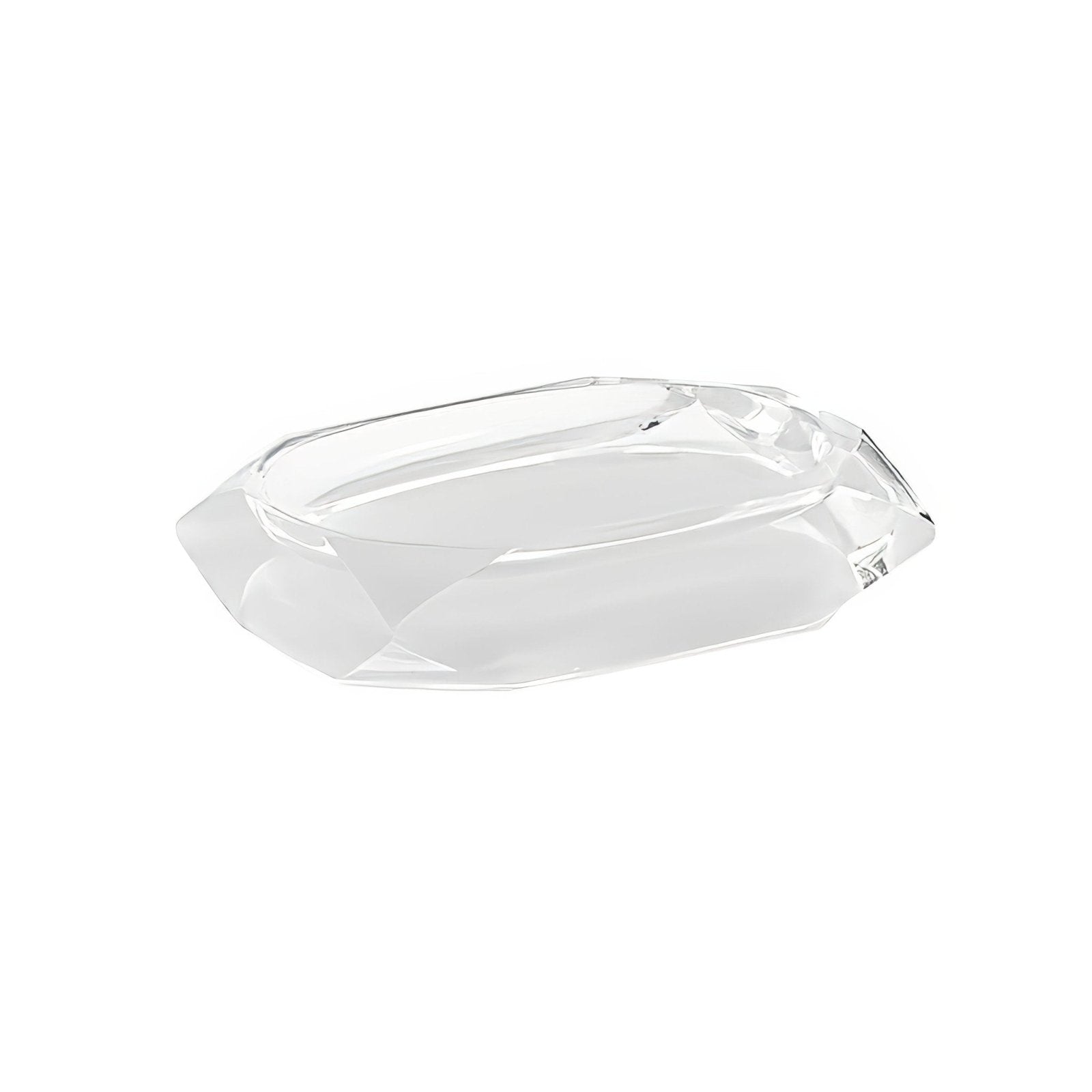 Chanelle soap dish white clear faceted crystal with polished geometric design for elegant soap display