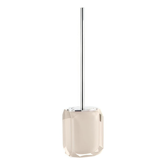 Chanelle toilet brush light turtledove with a sleek faceted cream-colored glass holder and polished chrome handle