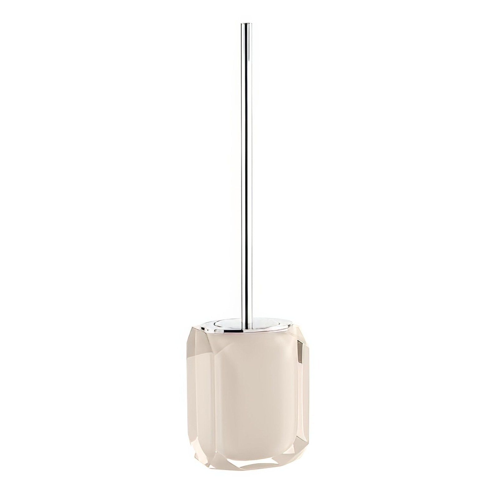 Chanelle toilet brush light turtledove with a sleek faceted cream-colored glass holder and polished chrome handle