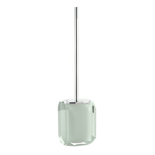 Chanelle toilet brush mint with a sleek translucent green glass holder and polished chrome handle for bathroom cleaning