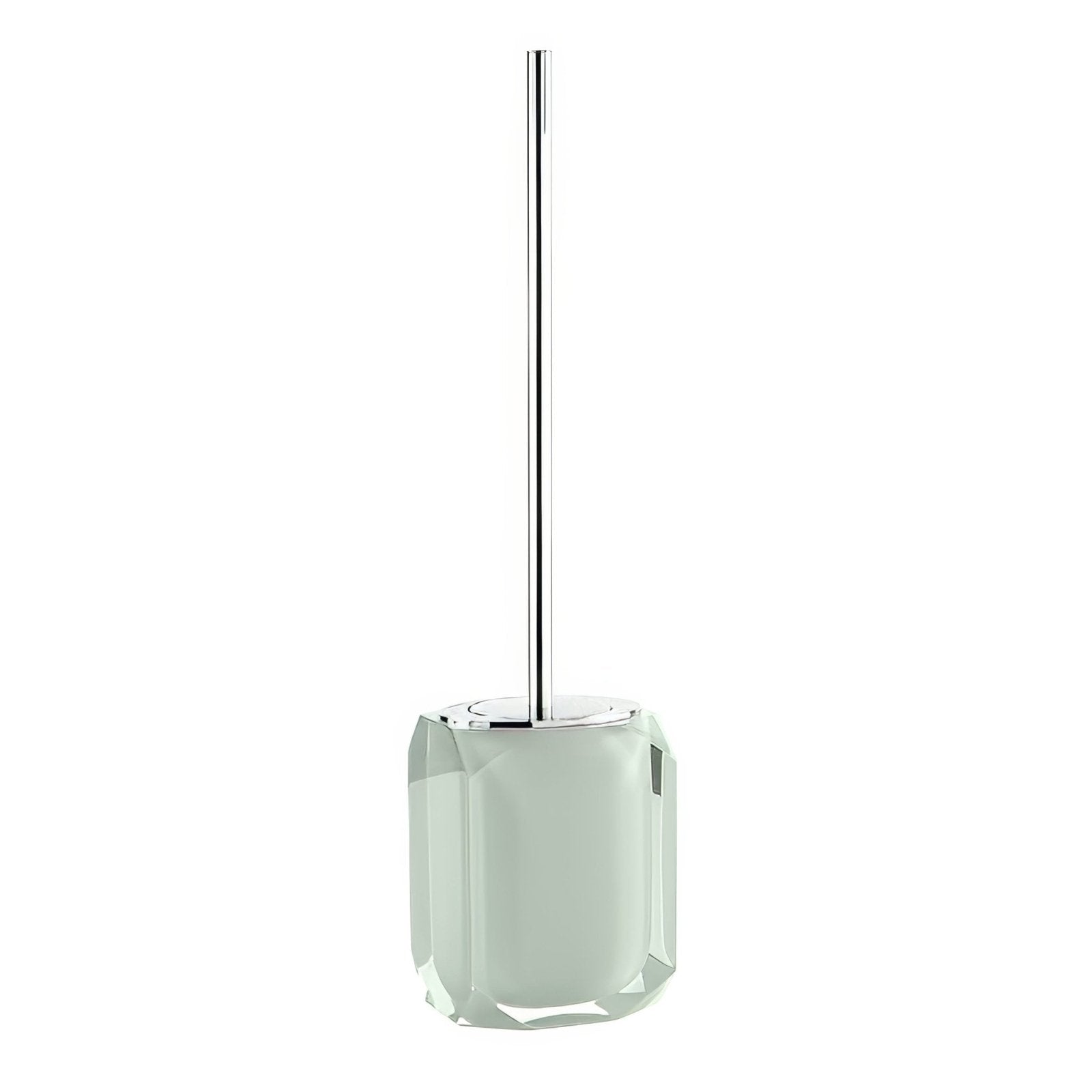 Chanelle toilet brush mint with a sleek translucent green glass holder and polished chrome handle for bathroom cleaning