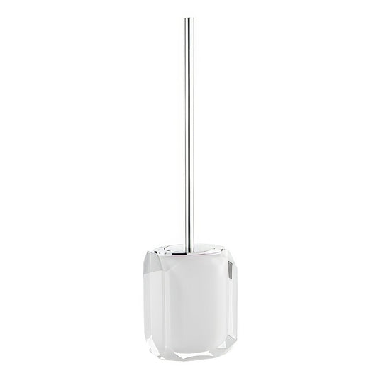 Chanelle toilet brush with a faceted white crystal base and polished chrome handle for modern bathroom use