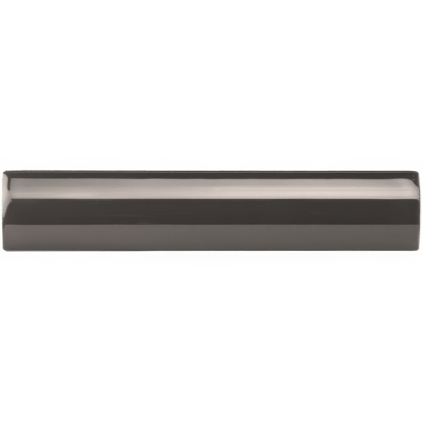 Black matte-finish drawer pull with sleek rectangular design complementing charcoal grey external corner trim