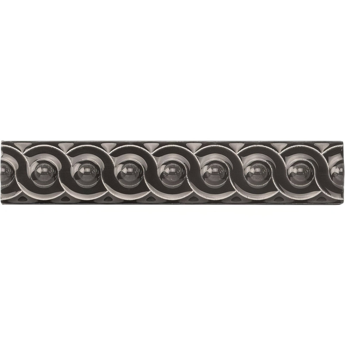 Charcoal Grey Scroll Moulding Ceramic Wall Tile 152x29mm - Gloss