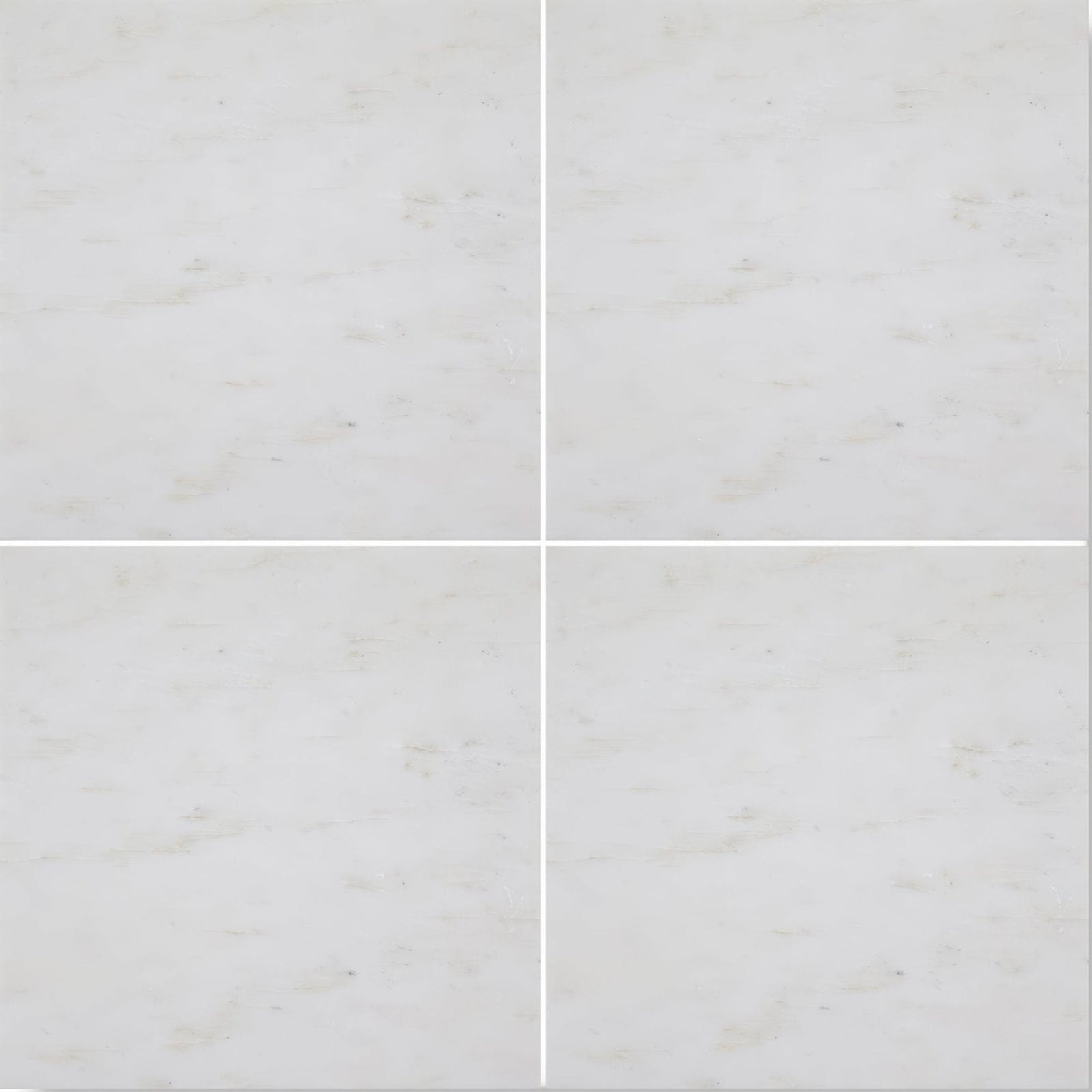 Chequers Court white marble square tiles with subtle gray veining featuring a marble-effect finish