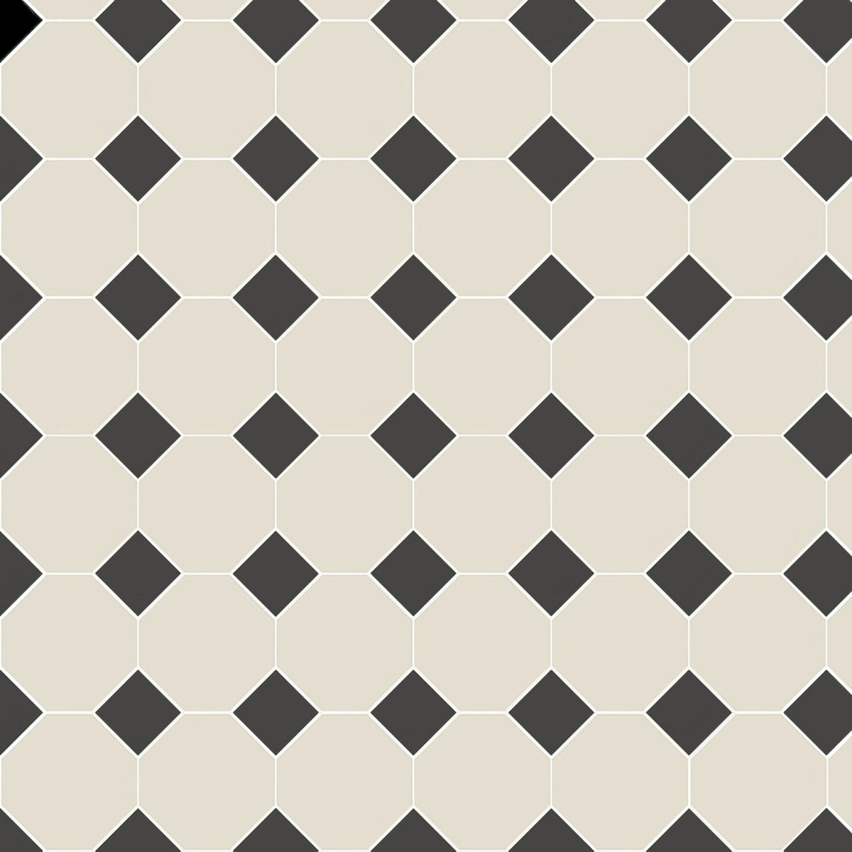 Beige and black diamond patterned hexagonal floor tiles from chesterfield black and dover white collection
