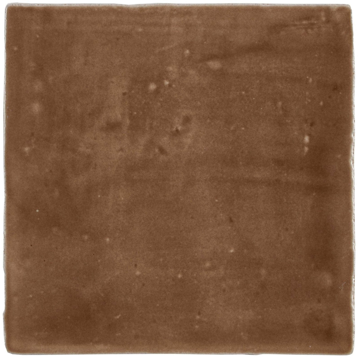 Chestnut field tile is an earthy brown ceramic square tile with a matte finish and subtle surface imperfections