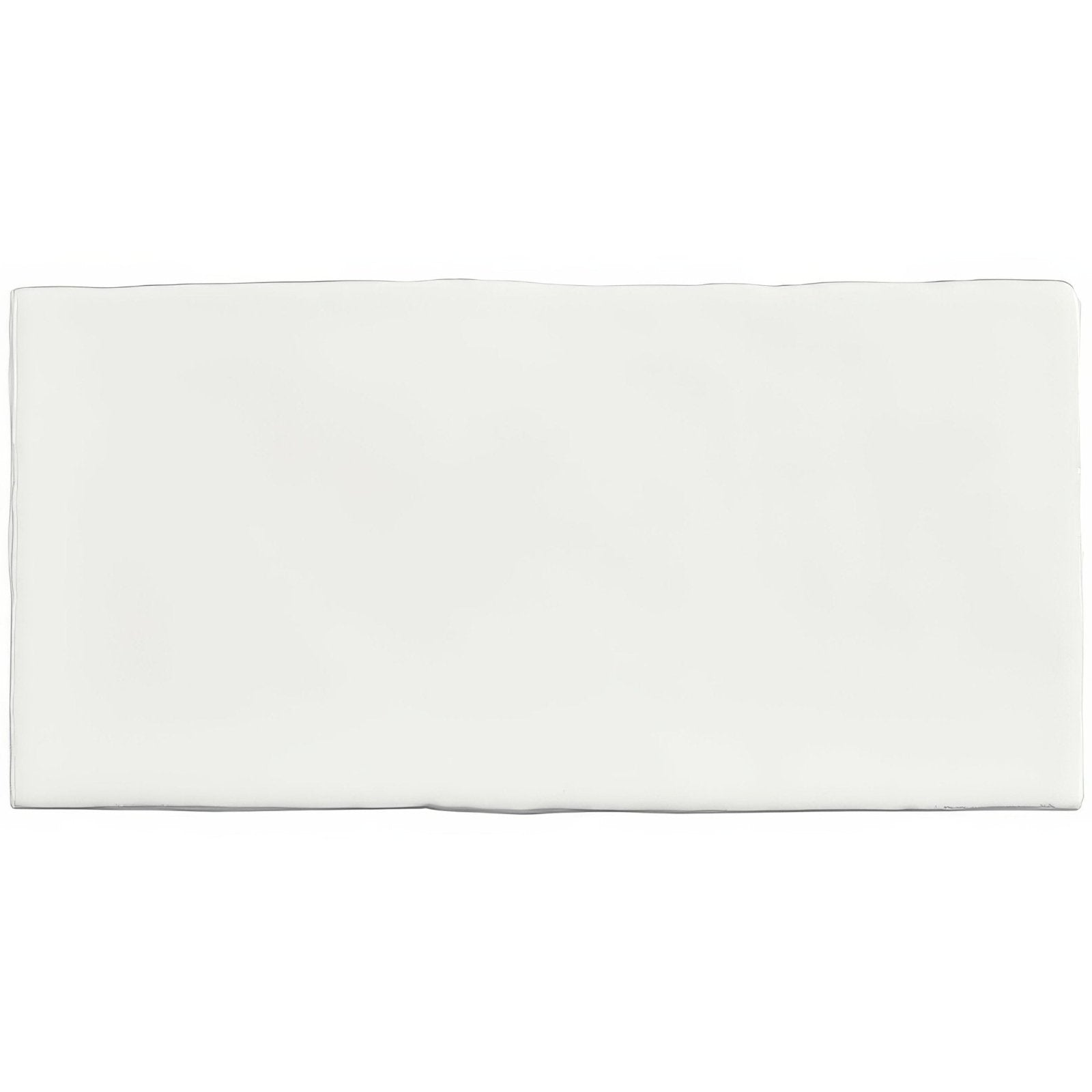 White rectangular ceramic China White Brick Tile with smooth glossy surface and slightly rounded edges
