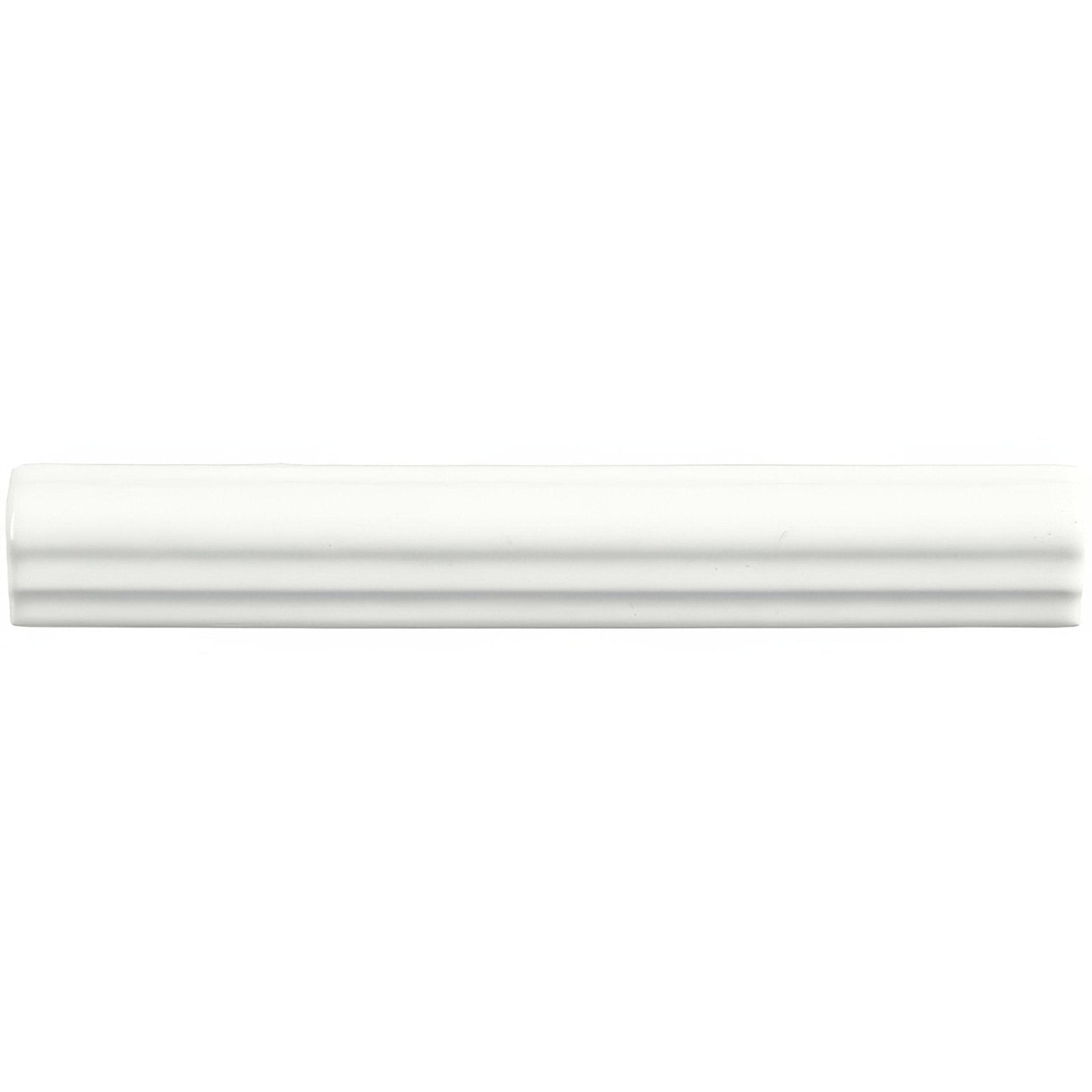 White ceramic china white ogee crown molding with smooth glossy finish and classic reeded design