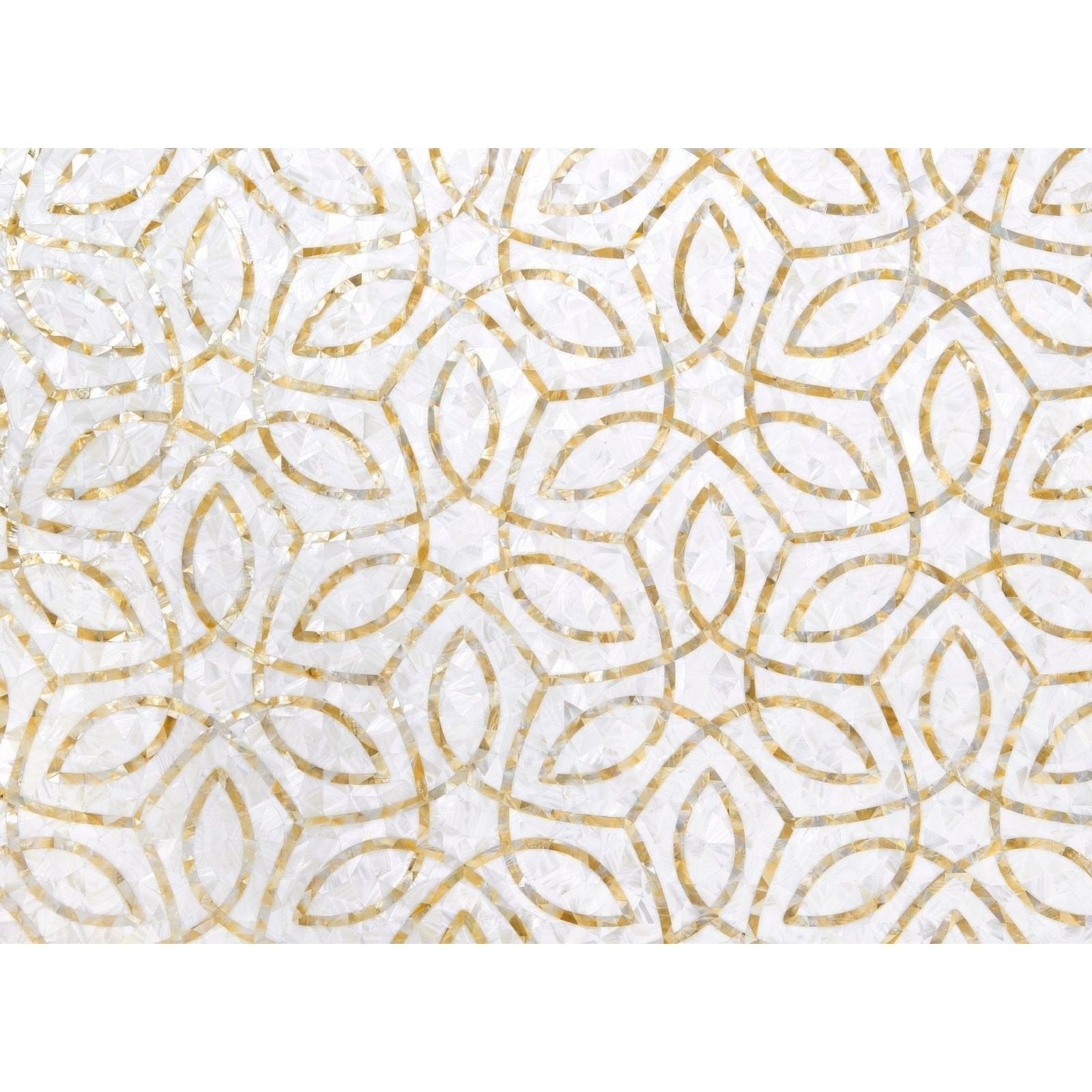 White and gold mosaic tile clematis golden promise with intricate geometric pattern for decorative surfaces