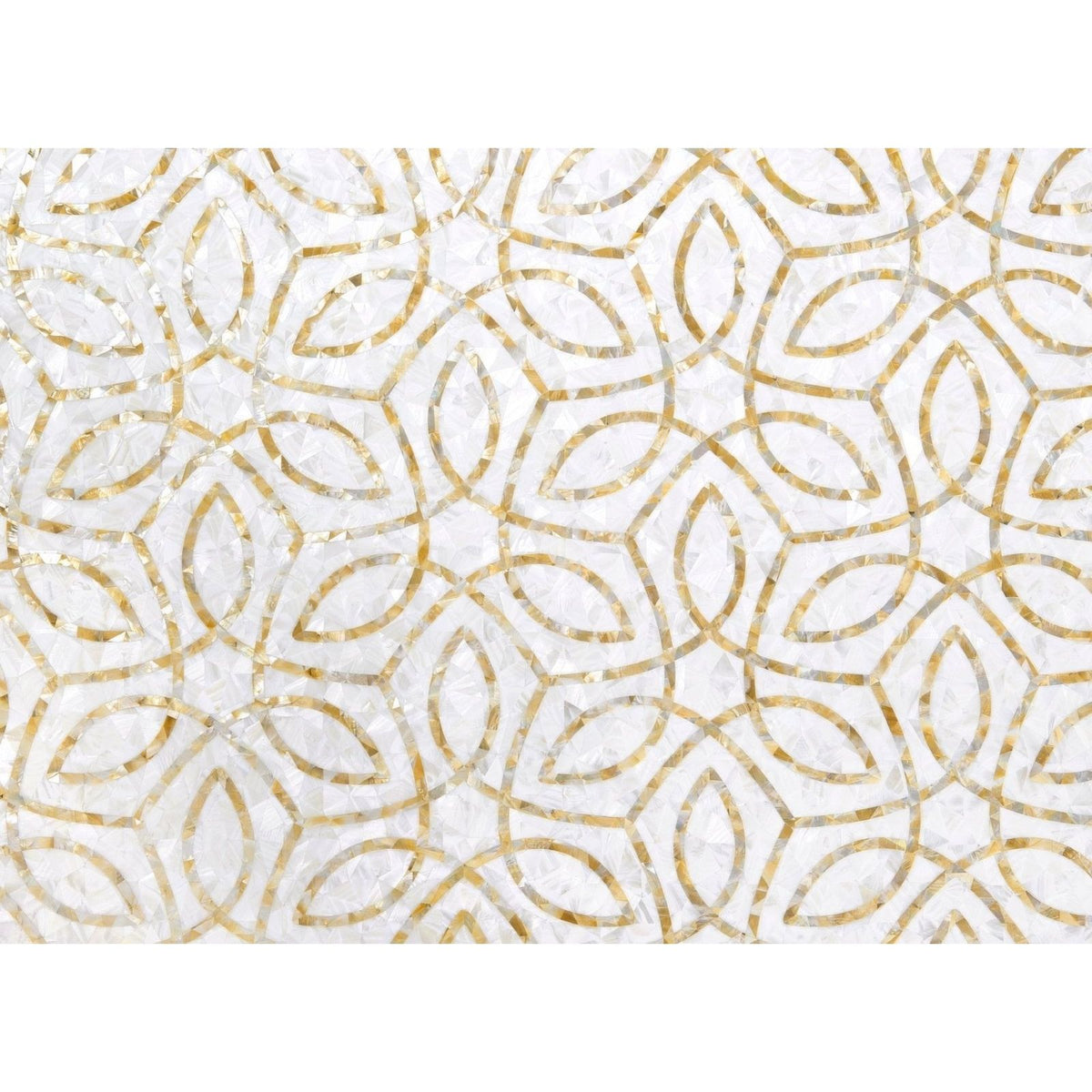 White and gold mosaic tile clematis golden promise with intricate geometric pattern for decorative surfaces