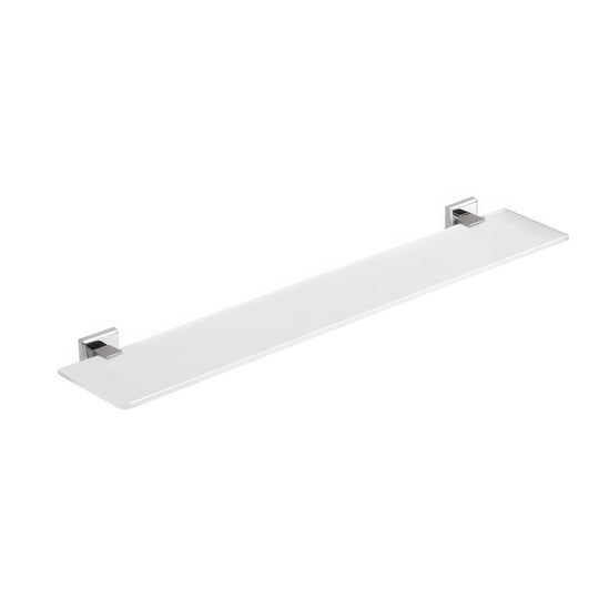 White frosted glass shelf with sleek chrome brackets colorado glass shelf 57cm chrome mounted on wall
