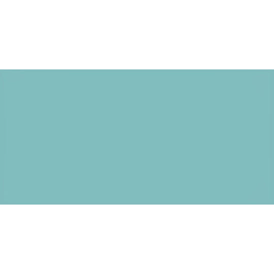 Columbia clear glass brick featuring a solid teal rectangular panel with a smooth glass surface