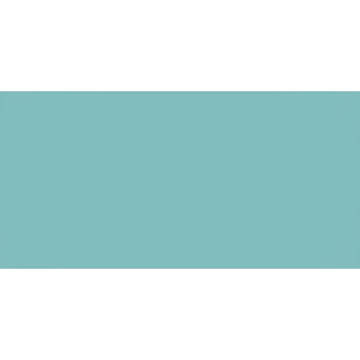 Columbia clear glass brick featuring a solid teal rectangular panel with a smooth glass surface
