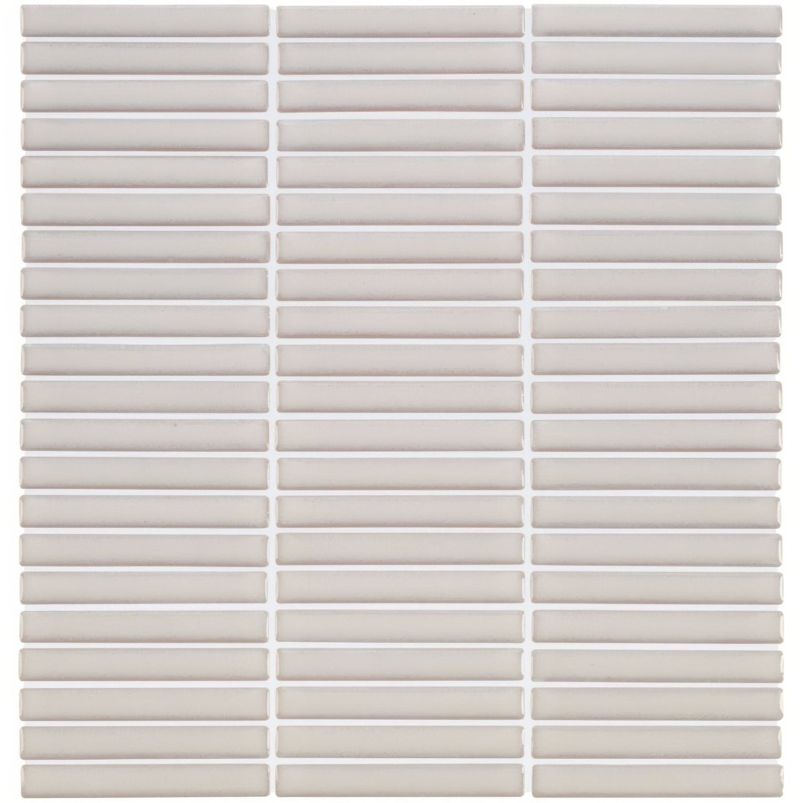 White rectangular glass mosaic tile with a smooth glossy finish from copenhagen kit kat white mosaic collection