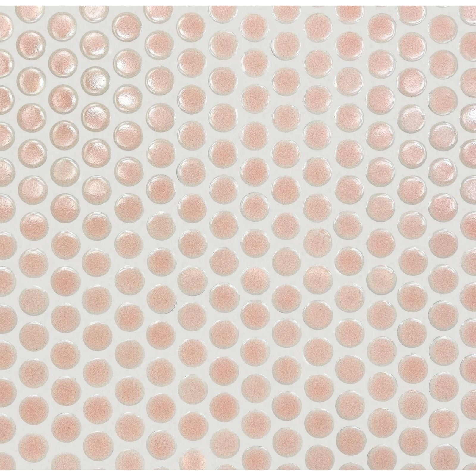 Copenhagen penny round pink mosaic featuring pink metallic circular mosaic tiles for decorative surfaces