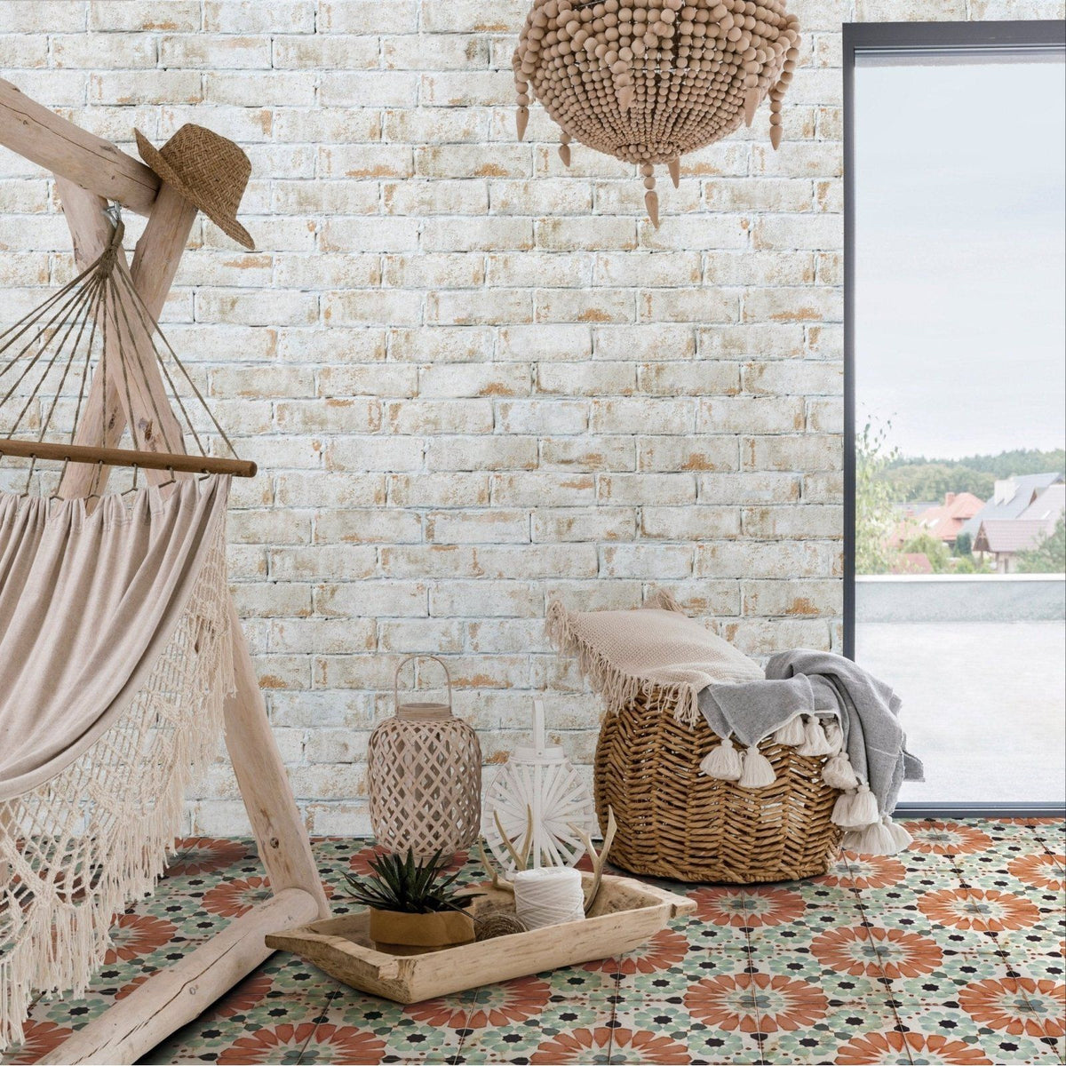 Cordoba Petalo 20 x 20cm patterned terracotta tile